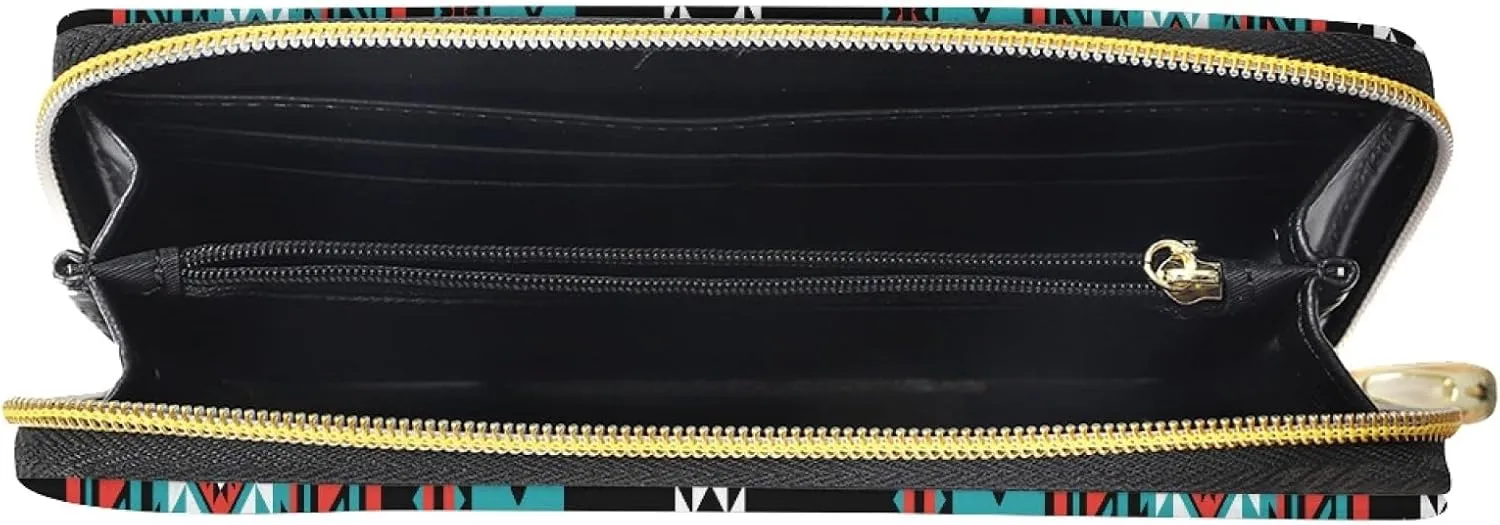 AFPANQZ Long Wallet for Women Slim Purse PU Leather Clutch Zip Around Cards Phone Holder