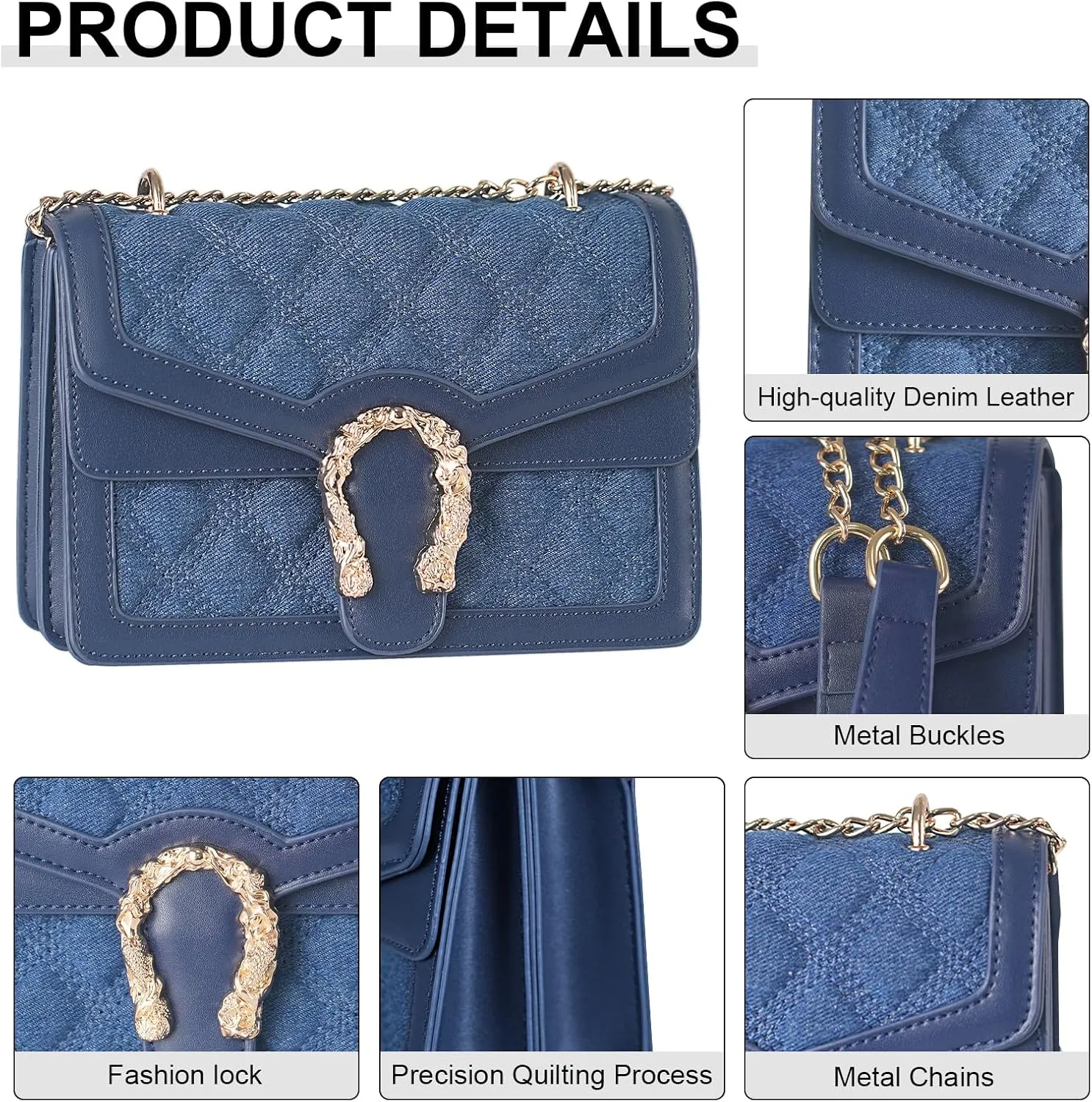 Aiqudou Crossbody Bag and Satchel Purse for Women - Fashion Snake Print Chain Purse Luxury PU Leather HandBag