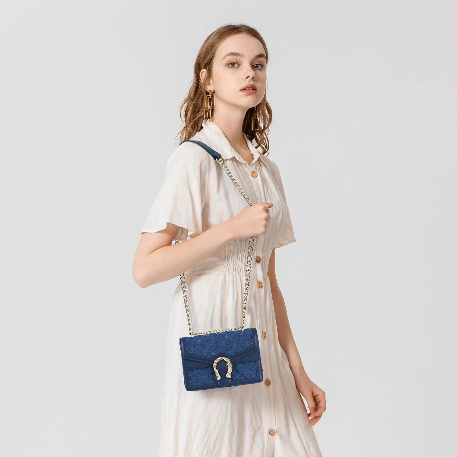 Aiqudou Crossbody Bag and Satchel Purse for Women - Fashion Snake Print Chain Purse Luxury PU Leather HandBag