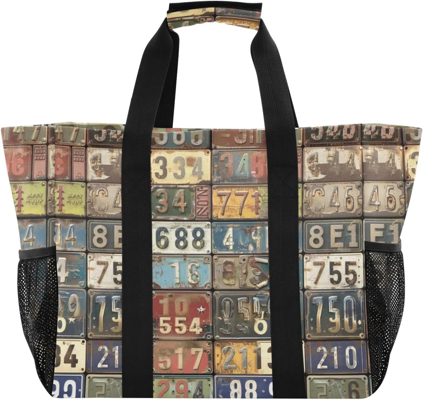 ALAZA License Plates Vintage Stylish Waterproof Beach Tote Bags
