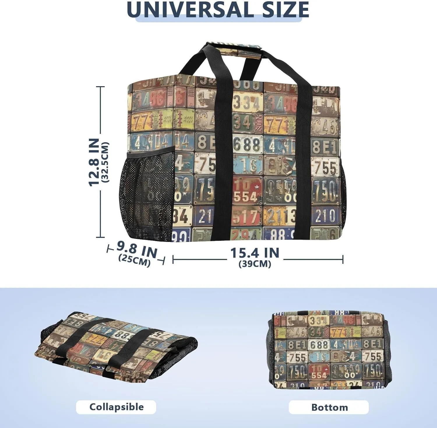 ALAZA License Plates Vintage Stylish Waterproof Beach Tote Bags