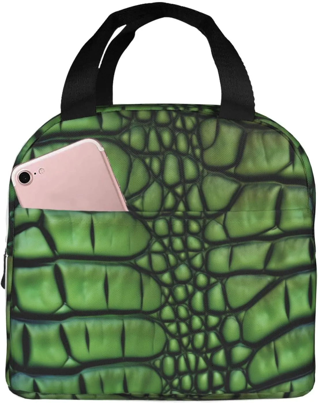 Alligator Skin Lunch Bag for Women Men Reusable Lunch Tote Bags Insulated Lunch Box Leakproof Meal Bag Large Capacity Cooler Food Containers for Work Travel Outdoor