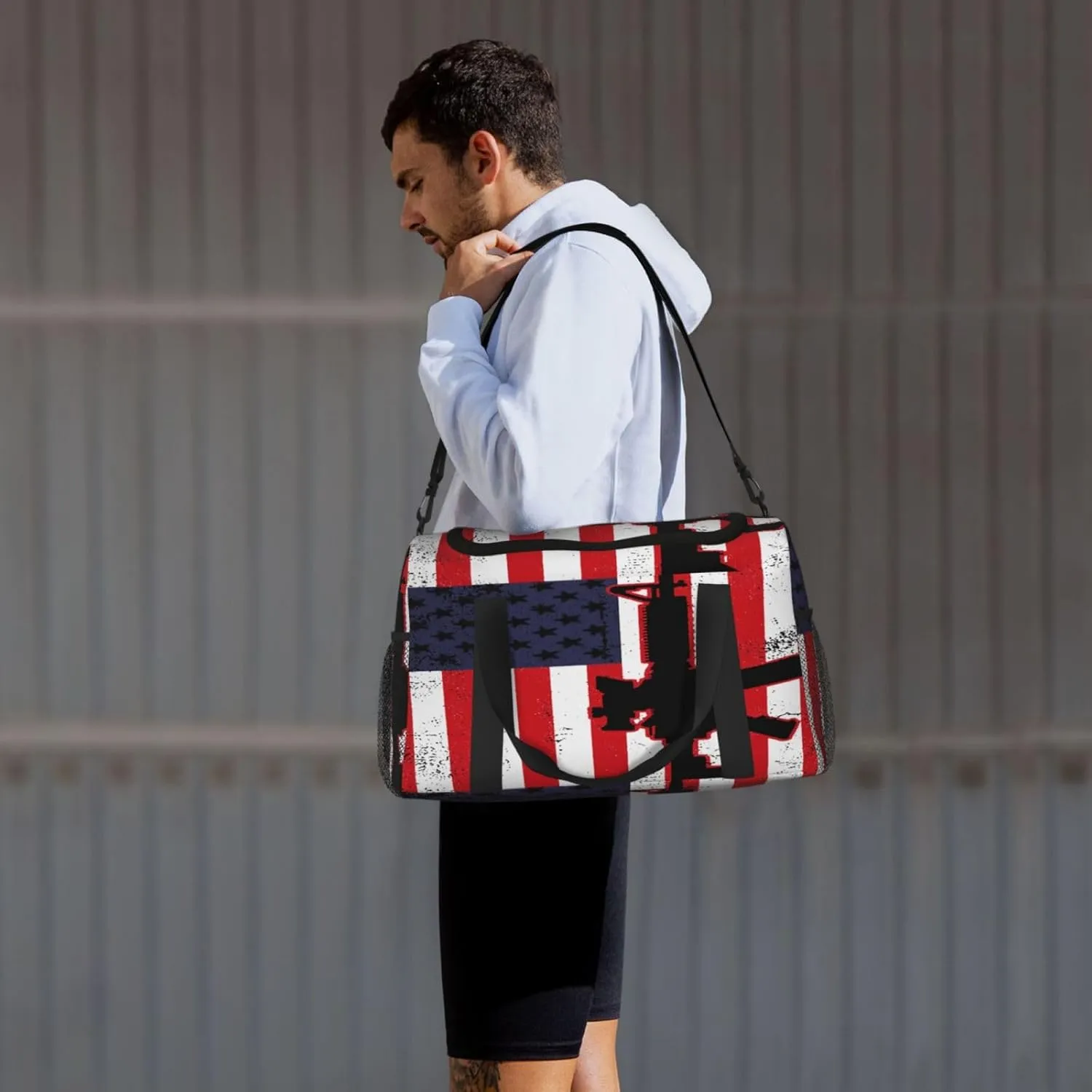 American Flag Travel Duffel Bag Large Foldable Waterproof Overnight Bag For Beach Swim Bags Pool Sports Gym