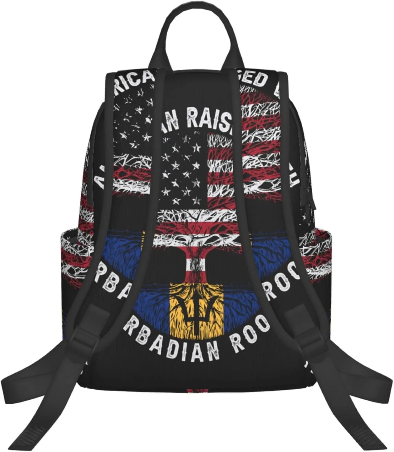 American Raised with Barbadian Roots Travel Backpacks Casual Laptop Backpack Sport Rucksack Large Capacity Daypack Multi-Pockets Adjustable Strap Bag for Working Hiking