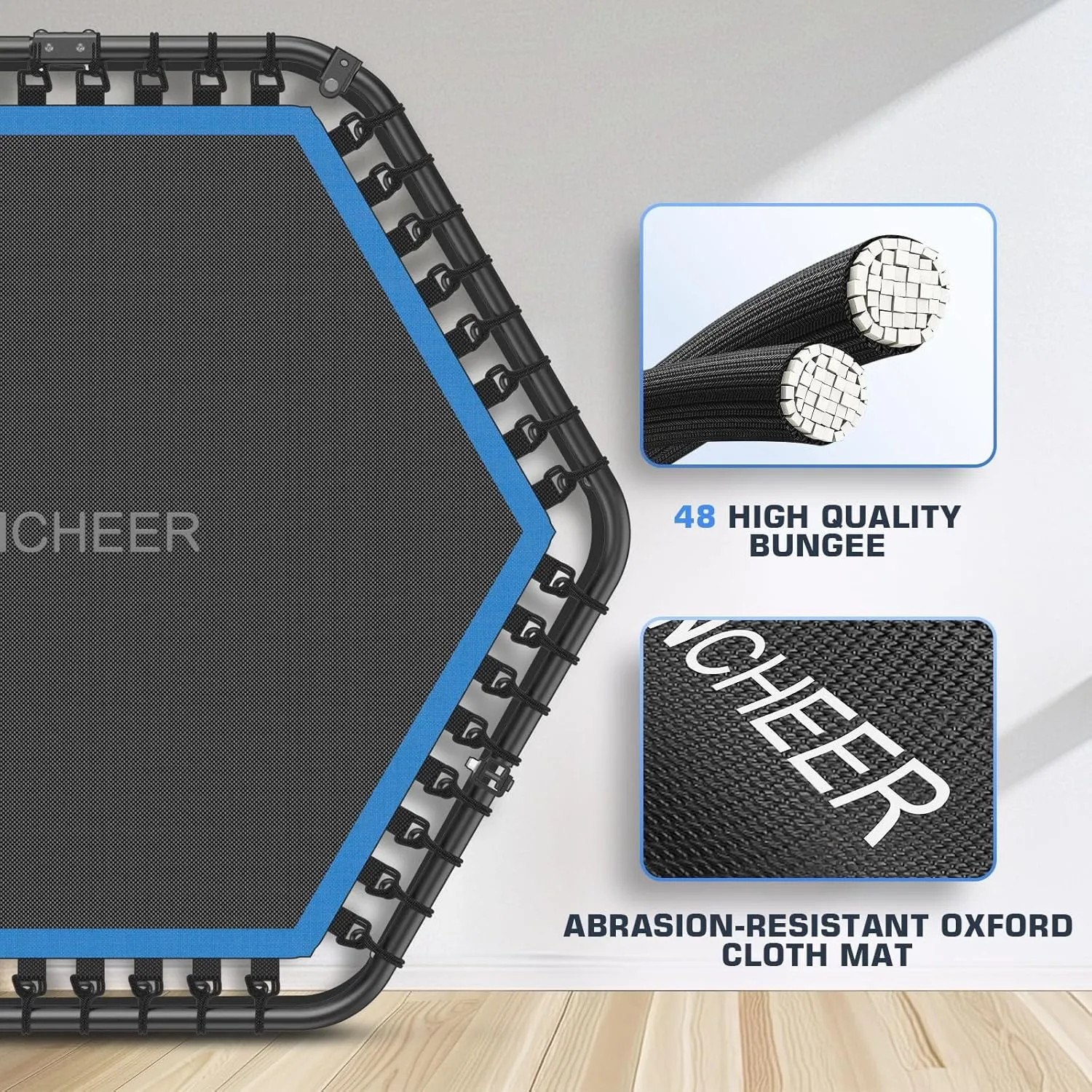 ANCHEER 50" Rebounder Trampoline for Adults- 2025 Foldable Mini Trampoline with Bar- Exercise Trampoline for Adults, Max Load 450lbs/550lbs, for Indoor/Garden Workout