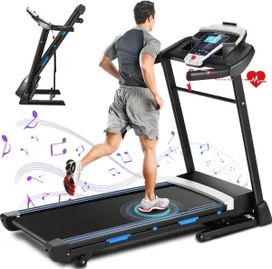 ANCHEER Treadmill With Auto Incline, 300LB Capacity Folding for Home Use - APP & Bluetooth, Built-in Audio, 3.25 HP, Compact for Home Gym