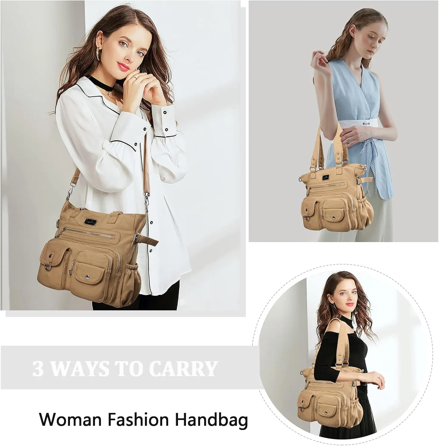 Angelkiss Purses Handbags for Women PU Tote Satchel Bags for Women Pockets Shoulder Bags…