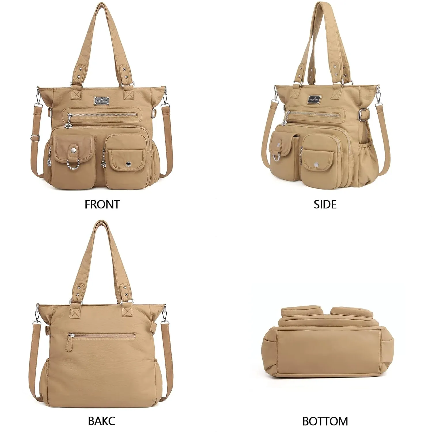 Angelkiss Purses Handbags for Women PU Tote Satchel Bags for Women Pockets Shoulder Bags…