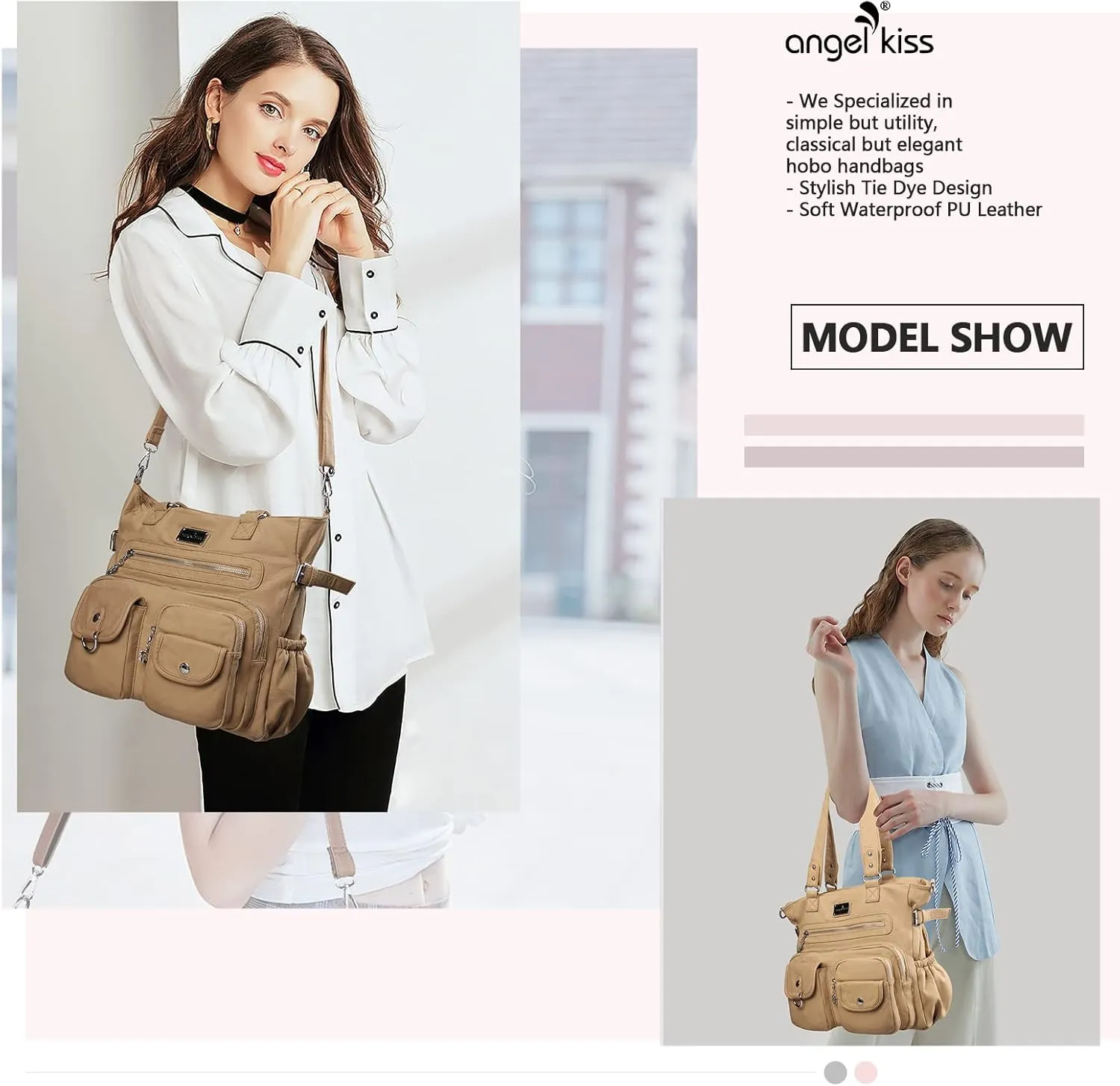 Angelkiss Purses Handbags for Women PU Tote Satchel Bags for Women Pockets Shoulder Bags…