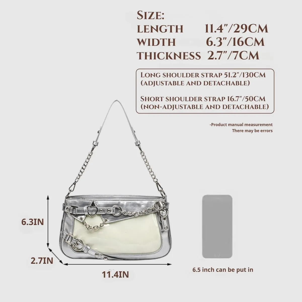 Anime Cosplay Ita Bag for Women Y2K Japanese Kawaii Pink Crossbody Large Capacity PU with Chain Daypack