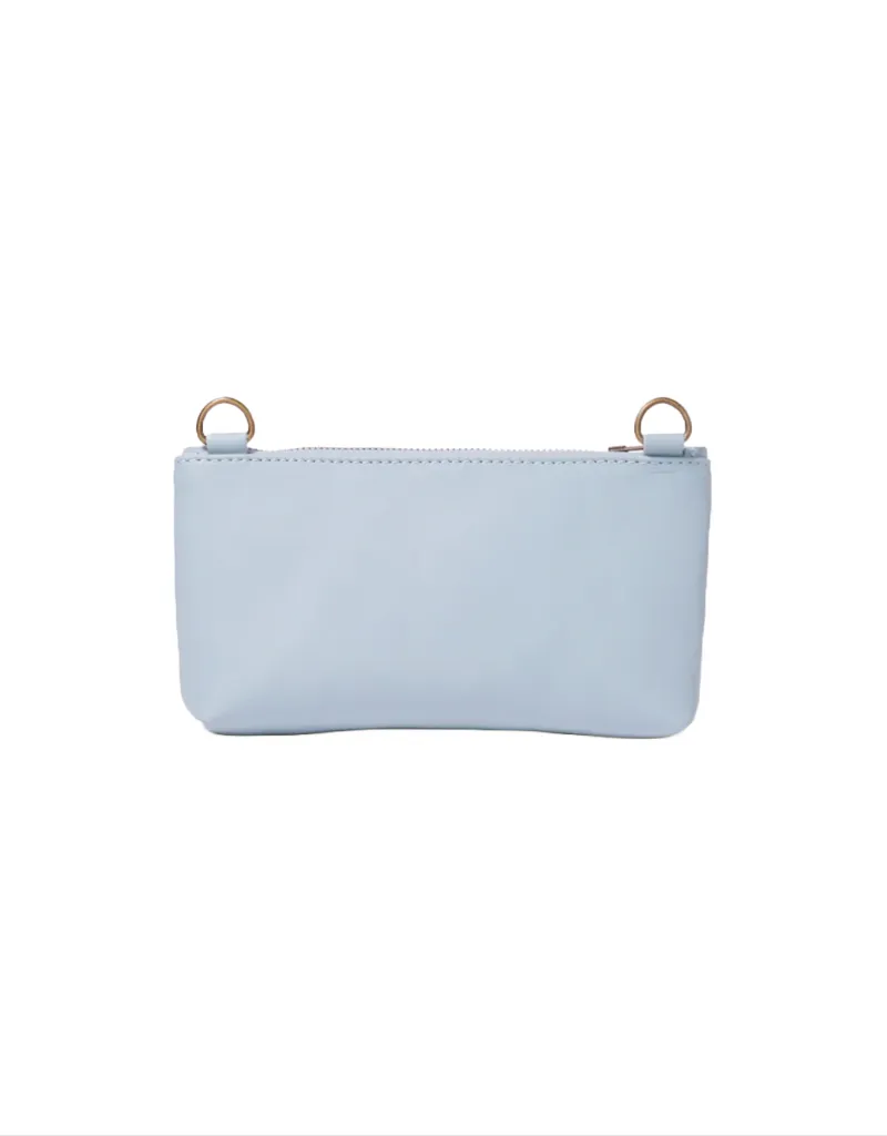 Anouk Checkered Leather Crossbody Clutch in Aqua Sky/Orange Spritz