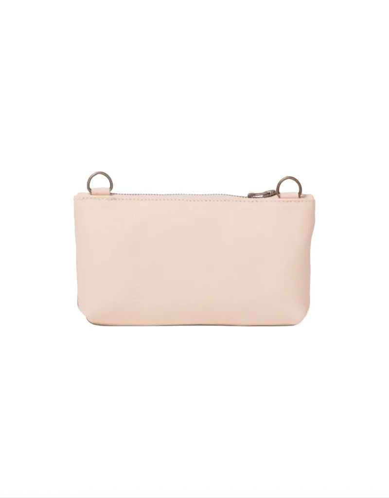 Anouk Checkered Leather Crossbody Clutch in Vanilla Frappe/Iced Coffee