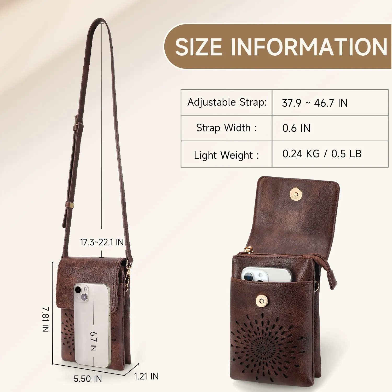 APHISON Small Crossbody Bags for Women Trendy, Leather Crossbody Phone Purses Handbags with Adjustable Strap