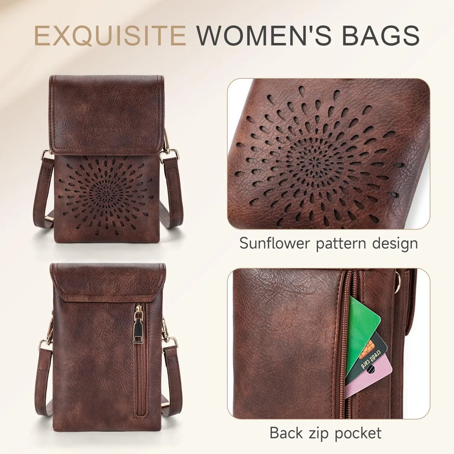 APHISON Small Crossbody Bags for Women Trendy, Leather Crossbody Phone Purses Handbags with Adjustable Strap