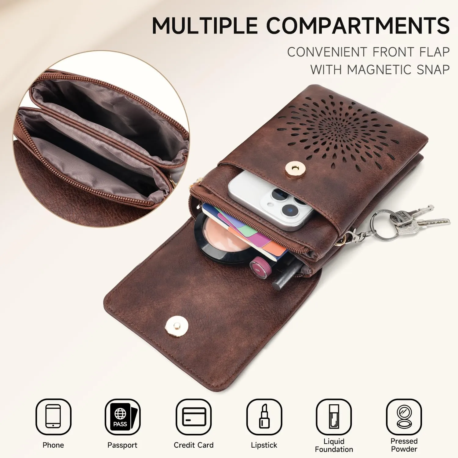 APHISON Small Crossbody Bags for Women Trendy, Leather Crossbody Phone Purses Handbags with Adjustable Strap