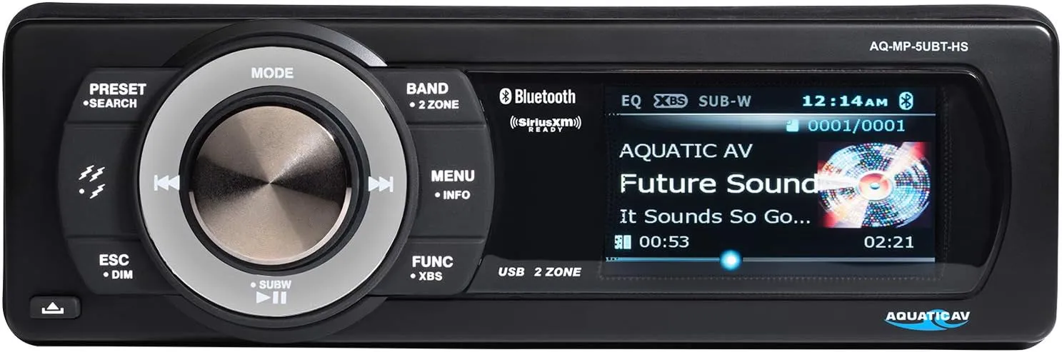 Aquatic AV AQ-MP-5UBT-HS Factory Harley Davidson Replacement AM/FM Radio Satellite Radio Ready