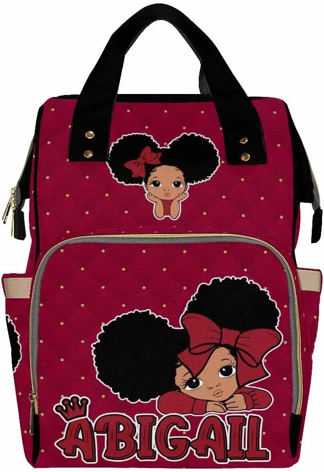 Artsadd Custom Diaper Bag Nappy Bag for Mom, Bow Tie Crown Handbags Large Travel Shoulder Bag Personalized Name Diaper Backpack with Stroller Straps Gifts for Baby Show New Born