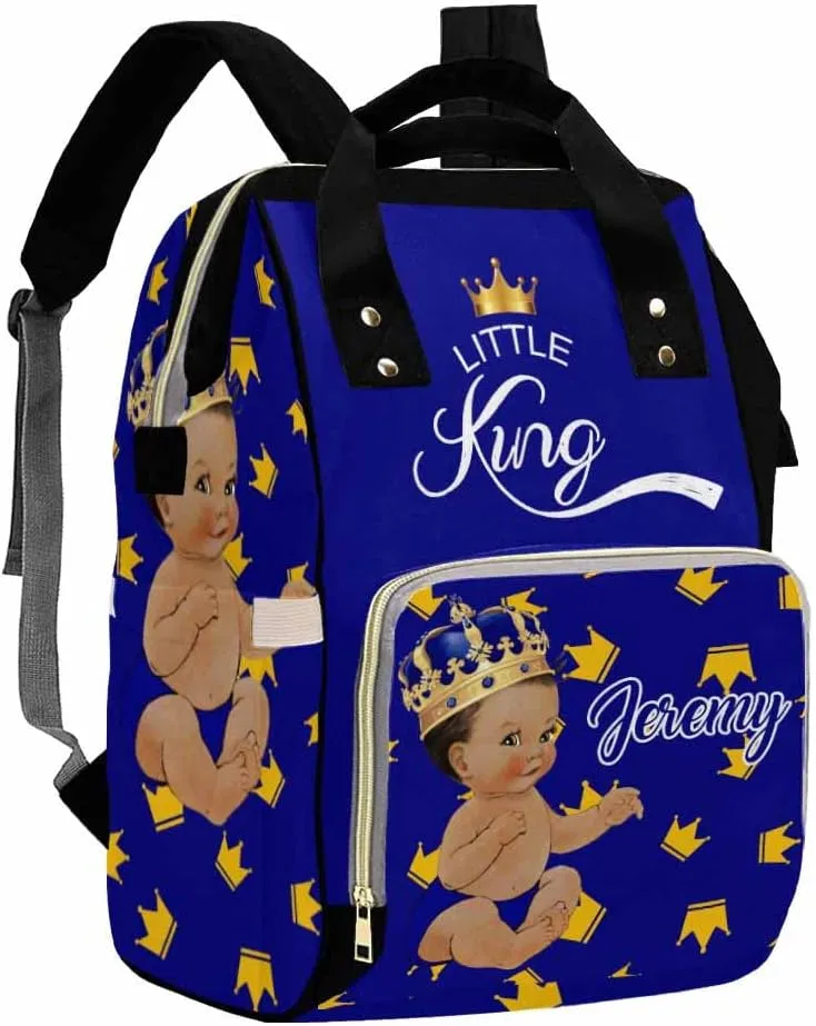 Artsadd Custom Name Diaper Bag Mommy Nappy Bags, Personalized Little King Crown Handbags Large Capacity Multi-Function Nursing Bags for Outdoor Travel