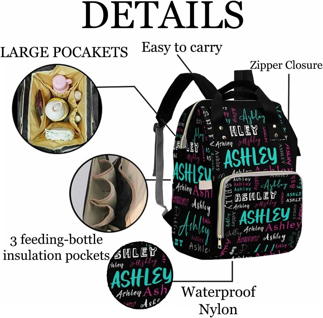 Artsadd Custom Name Diaper Bag Mommy Nappy Bags, Personalized Little King Crown Handbags Large Capacity Multi-Function Nursing Bags for Outdoor Travel