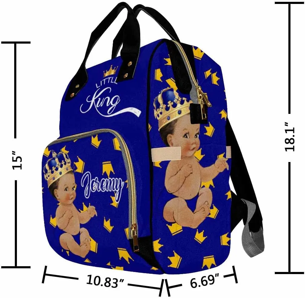 Artsadd Custom Name Diaper Bag Mommy Nappy Bags, Personalized Little King Crown Handbags Large Capacity Multi-Function Nursing Bags for Outdoor Travel