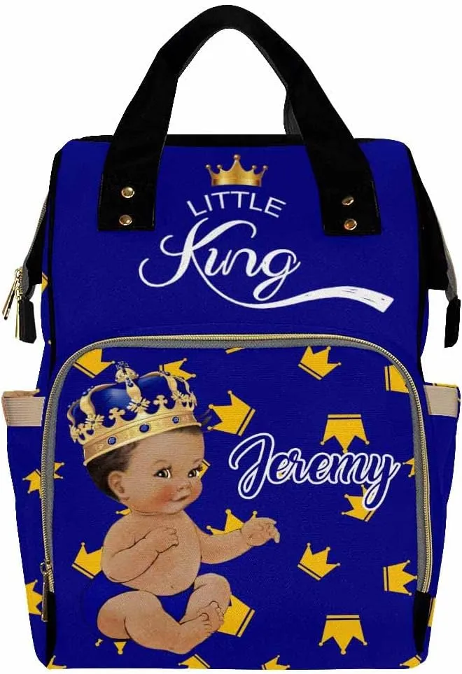 Artsadd Custom Name Diaper Bag Mommy Nappy Bags, Personalized Little King Crown Handbags Large Capacity Multi-Function Nursing Bags for Outdoor Travel
