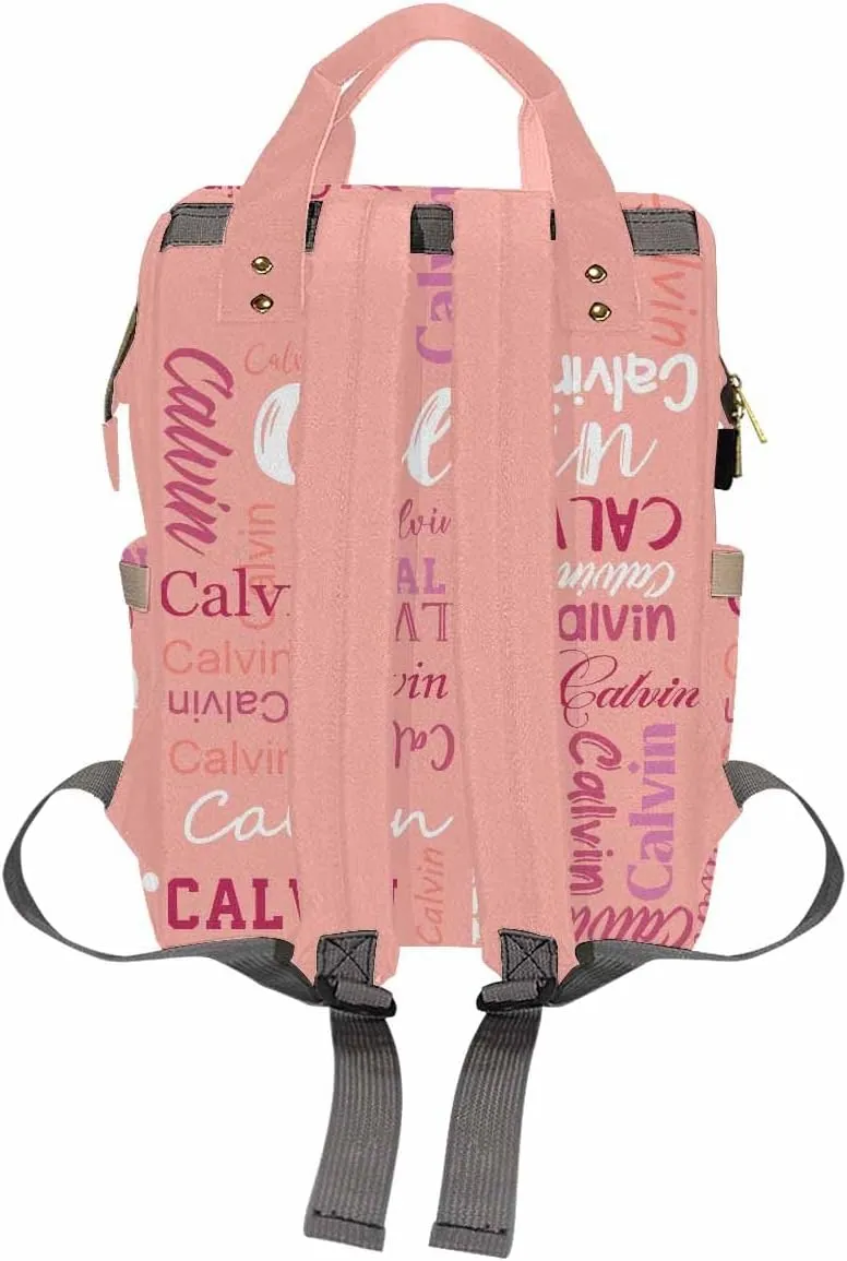 Artsadd Custom Name Diaper Bag Mommy Nappy Bags, Personalized Pink Monogram Handbags Large Capacity Multi-Function Nursing Bags Travel Shoulder Bag for Outdoor Travel