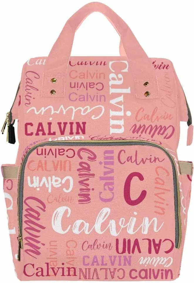 Artsadd Custom Name Diaper Bag Mommy Nappy Bags, Personalized Pink Monogram Handbags Large Capacity Multi-Function Nursing Bags Travel Shoulder Bag for Outdoor Travel