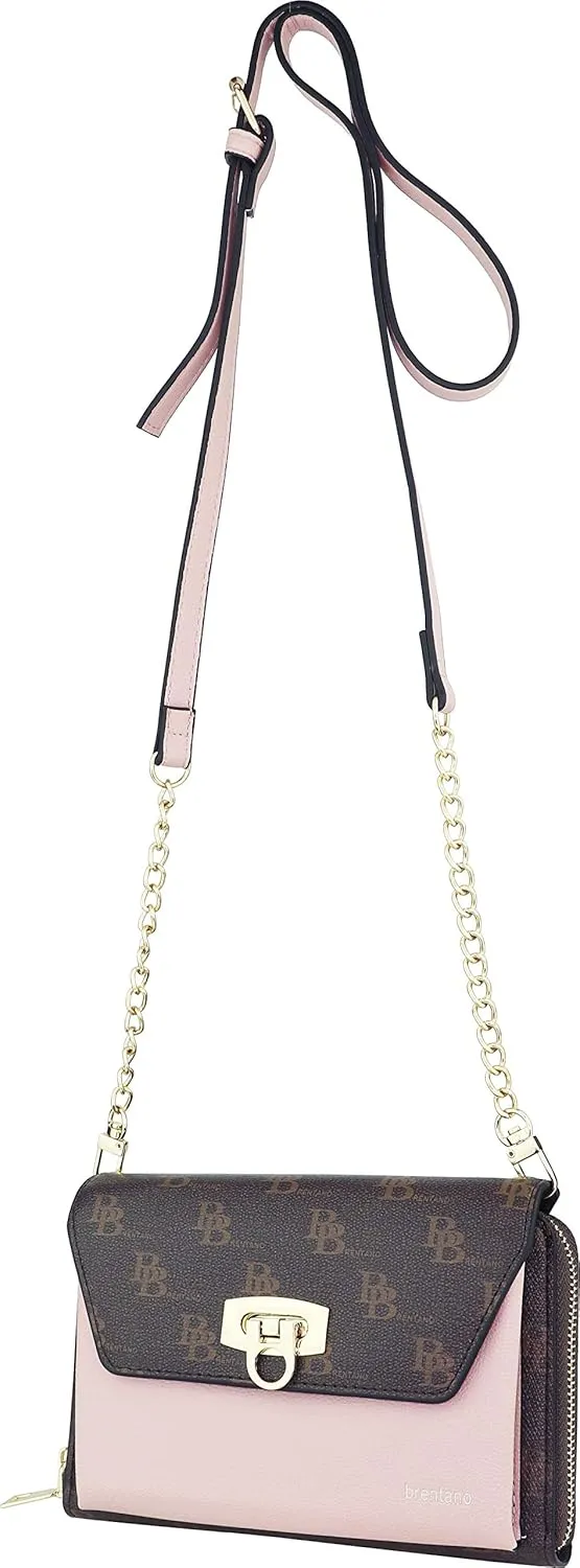 B BRENTANO Vegan Envelope Clutch Wallet Crossbody Purse with Chain Strap
