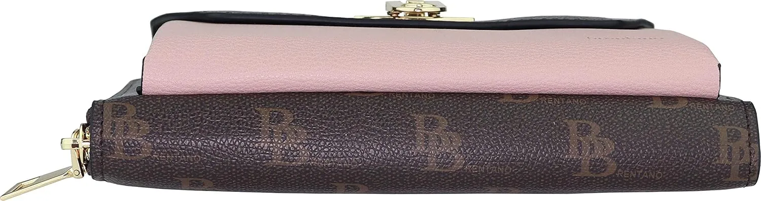 B BRENTANO Vegan Envelope Clutch Wallet Crossbody Purse with Chain Strap