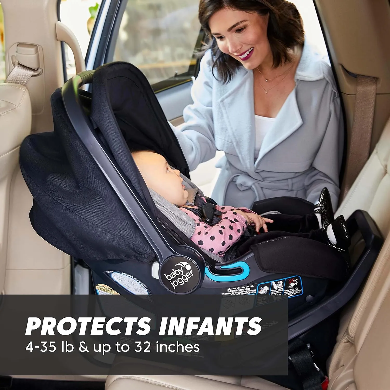 Baby Jogger City Go 2 Infant Car Seat, Pike Exclusive Includes Leatherette Handlebar and Premium Fabrics for a Safe and Comfortable Ride from Day One