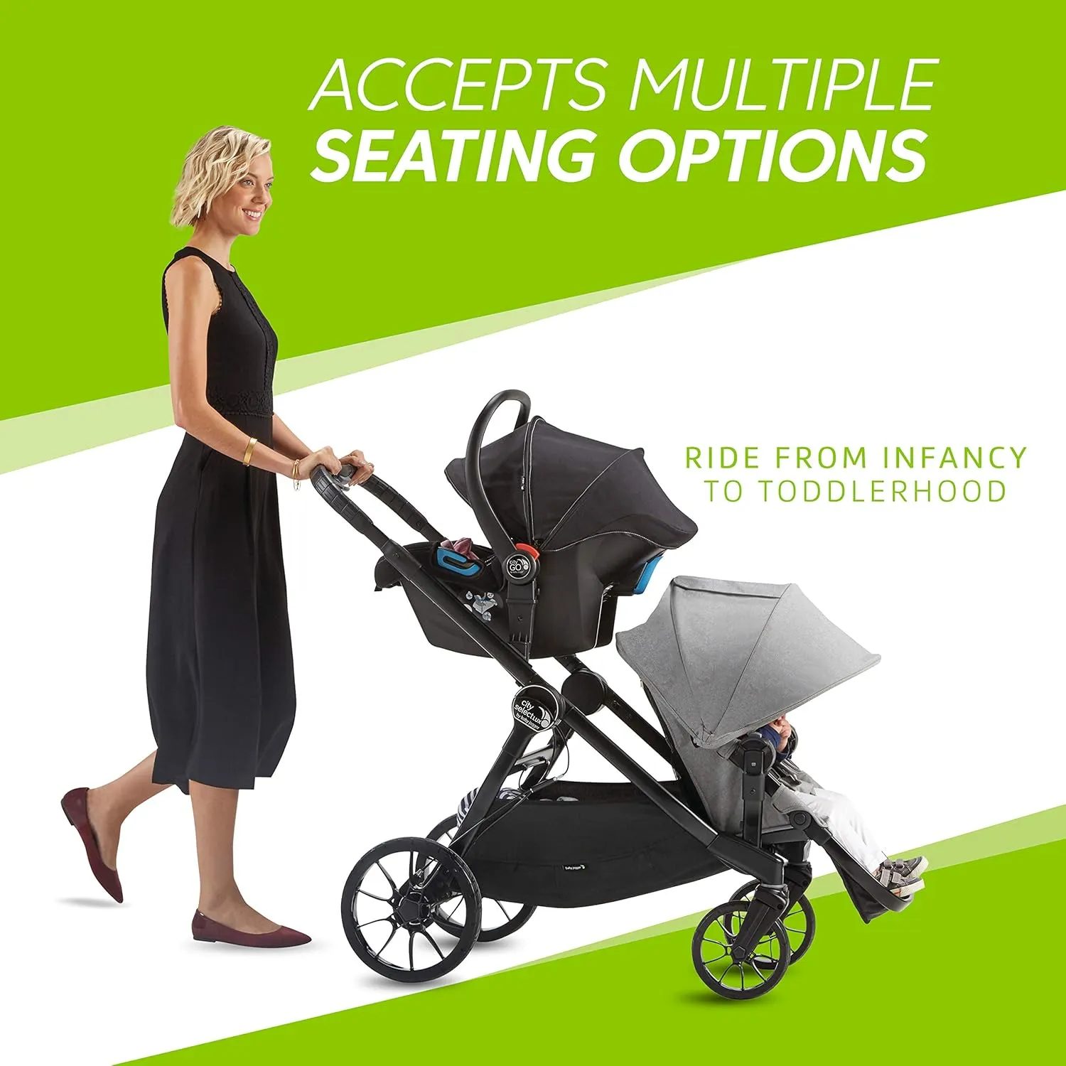 Baby Jogger City Select LUX | 20 Ways to Ride, Single to Double Stroller | Quick Fold, Taupe