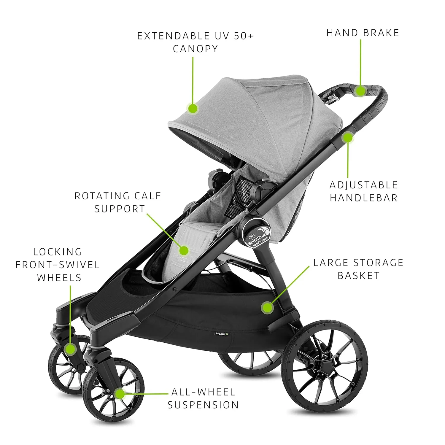 Baby Jogger City Select LUX | 20 Ways to Ride, Single to Double Stroller | Quick Fold, Taupe