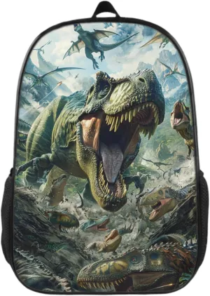 Backpack Dinosaur Bookbag Women Men Black Backpack for Outdoor Sports Travel Camping Hiking Office Work Laptop Bag