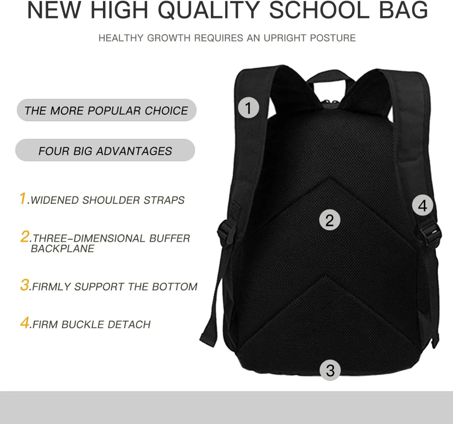 Backpack Dinosaur Bookbag Women Men Black Backpack for Outdoor Sports Travel Camping Hiking Office Work Laptop Bag