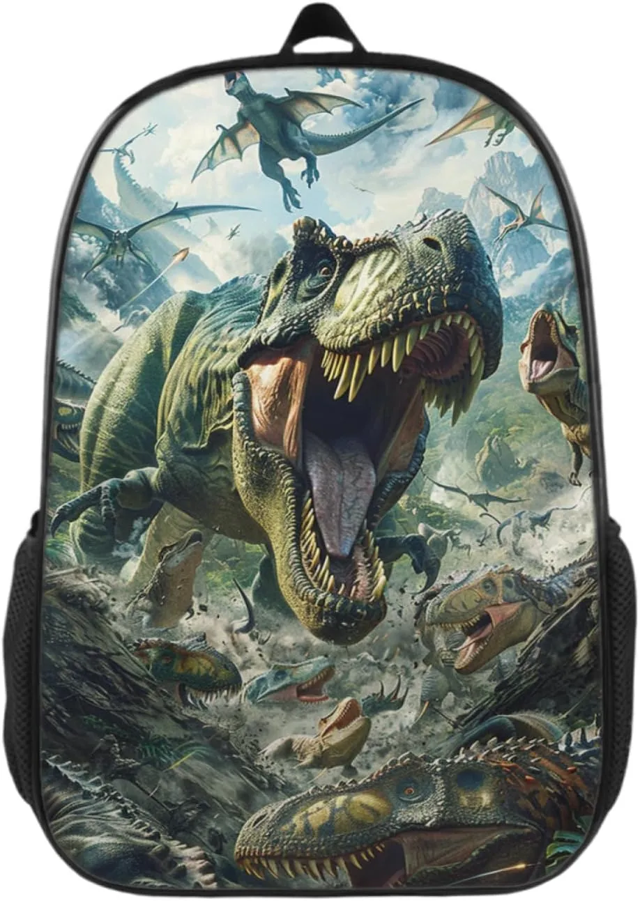 Backpack Dinosaur Bookbag Women Men Black Backpack for Outdoor Sports Travel Camping Hiking Office Work Laptop Bag