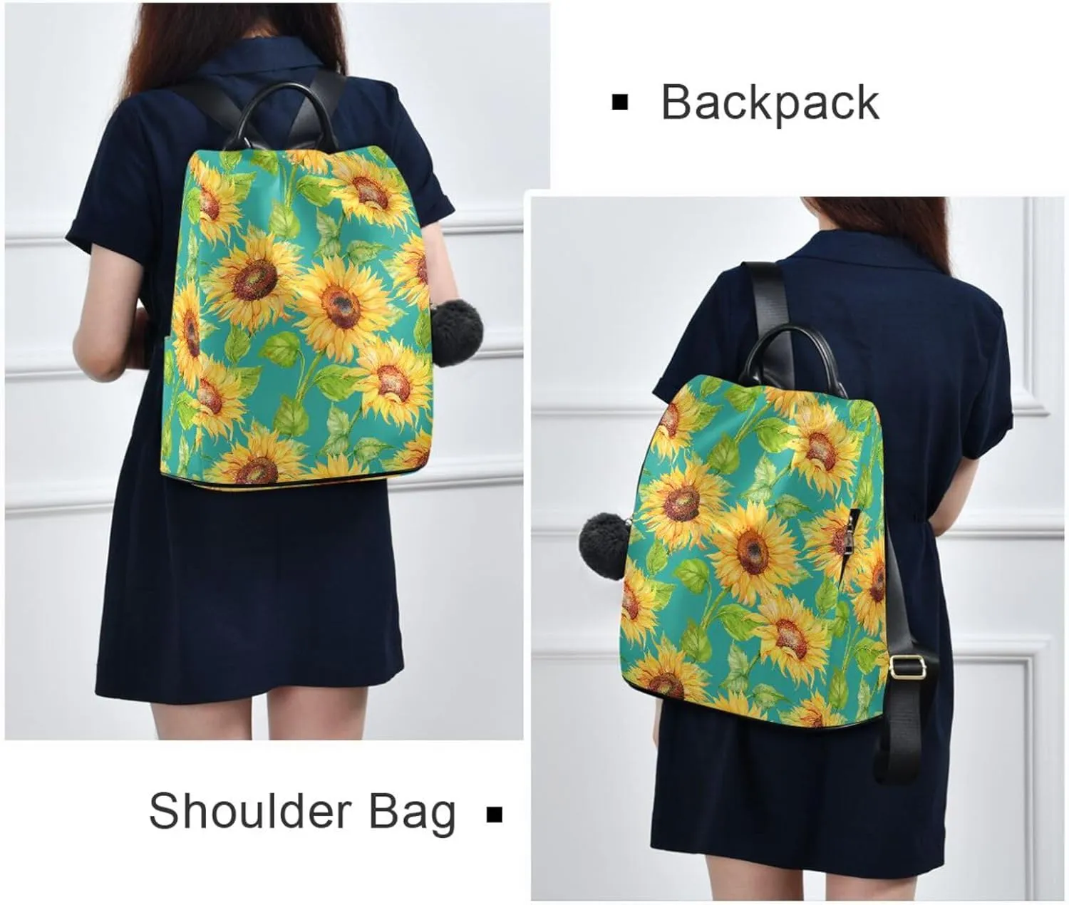 Backpack Purse for Women Anti Theft Fashion Daypack Polyester Travel Bag Crossbody Shoulder Bag Sunflower 13.4 X 5.9 X 15in Pattern 4