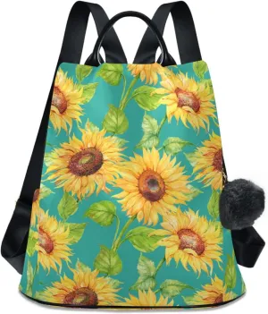 Backpack Purse for Women Anti Theft Fashion Daypack Polyester Travel Bag Crossbody Shoulder Bag Sunflower 13.4 X 5.9 X 15in Pattern 4