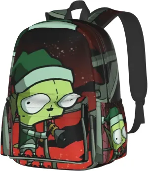 Backpacks Invader Anime Zim Adjustable Laptop Backpack Double Shoulder Bag for Women Men Climbing Shopping Work