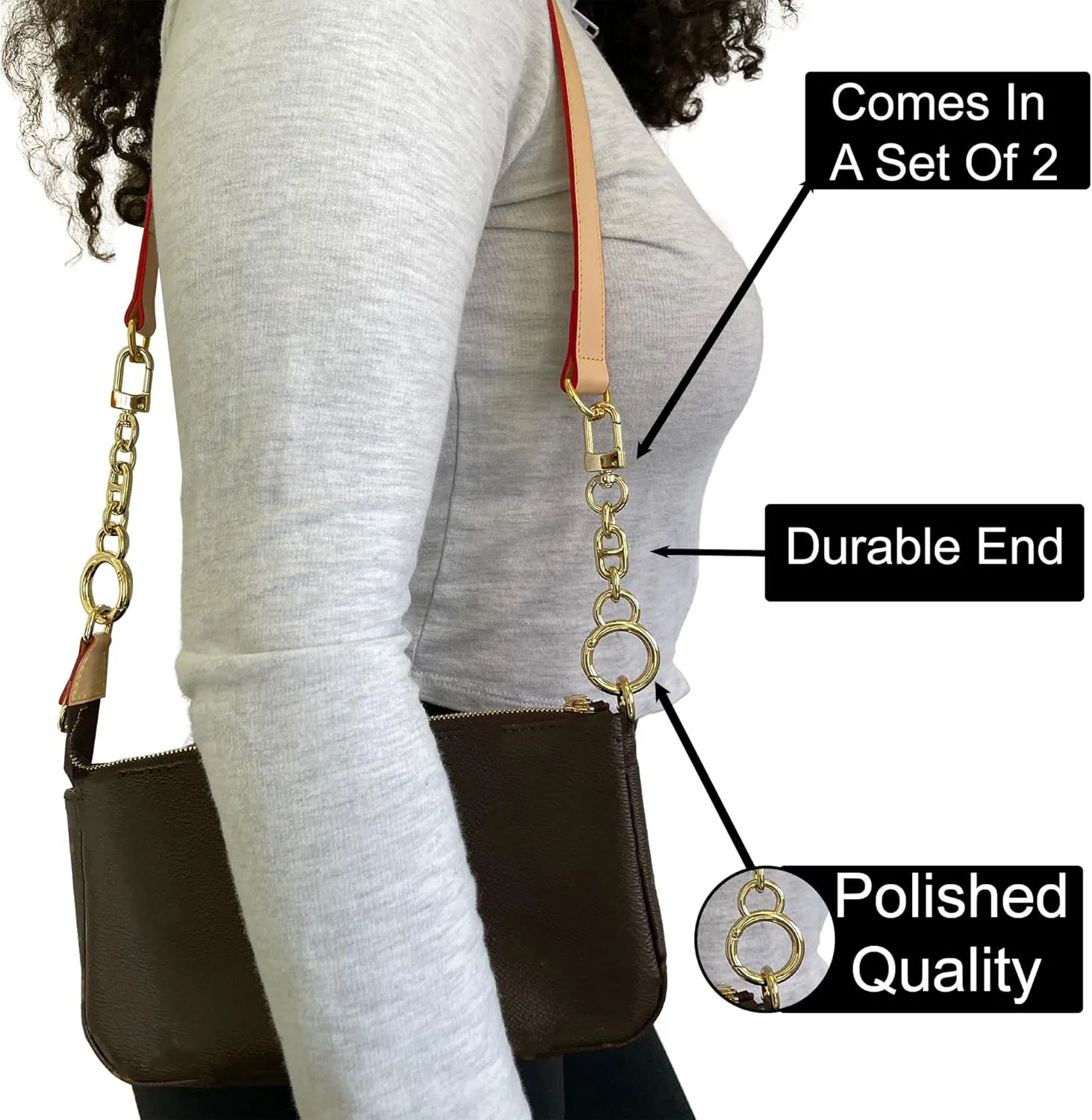 Bag Charm Bag Strap Extender Gold Metal Accessory [Set of 2 Pieces] for Women Handbag - 13mmLovelyLarge 4.5"
