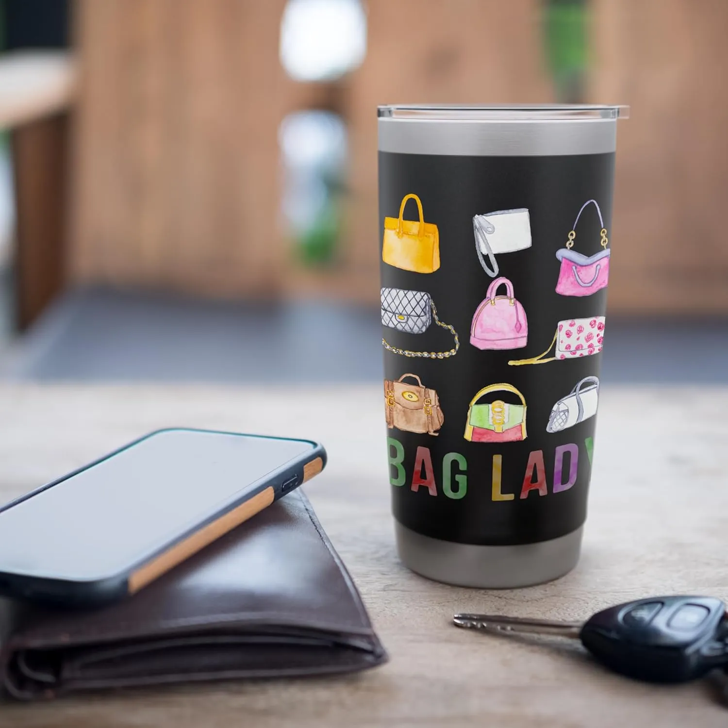 Bag Lady Vibrant Handbag Collection Art Stainless Steel Insulated Tumbler