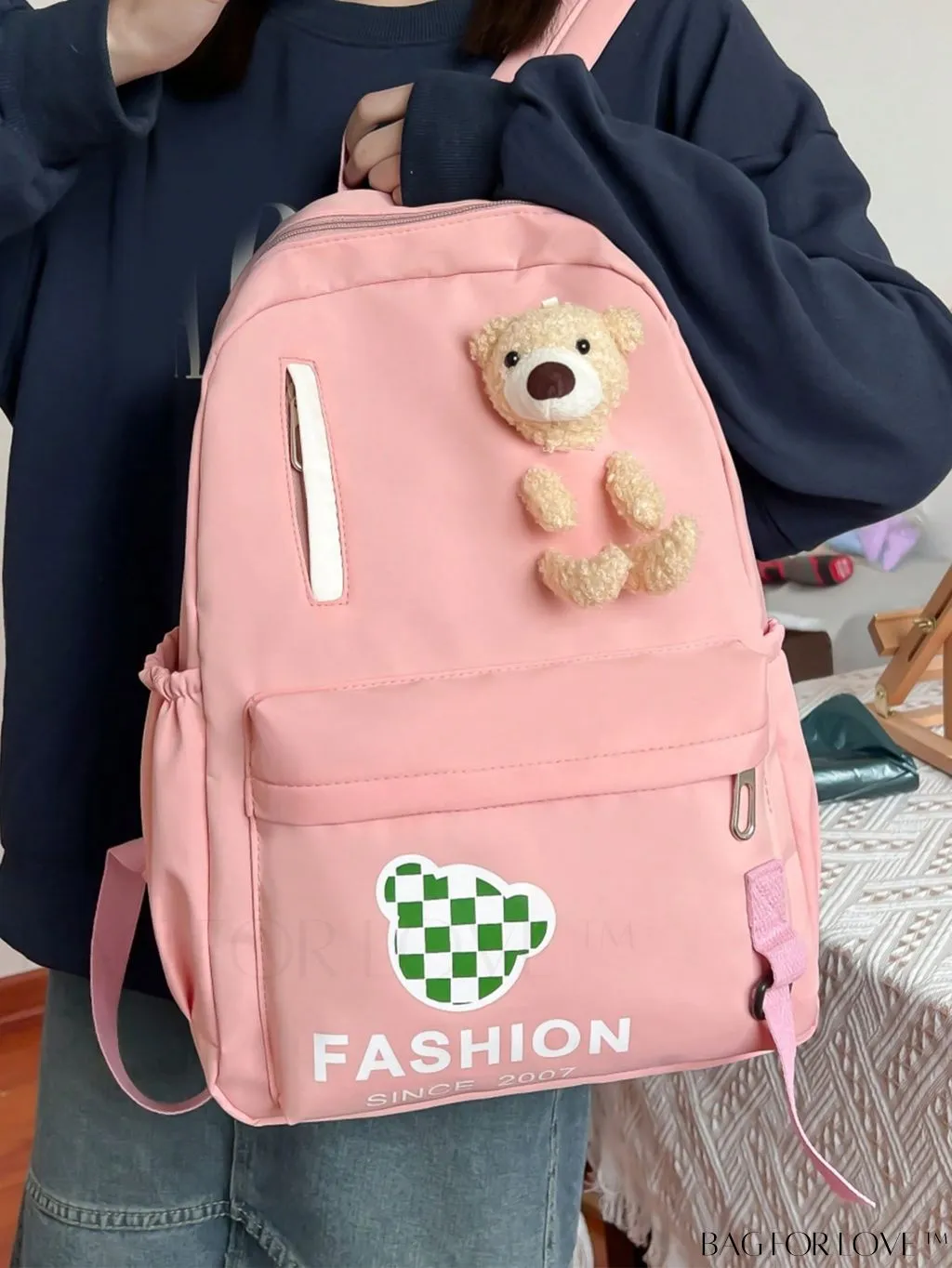 BagForLove - Classic Cartoon Bear Decor Letter Graphic Backpack