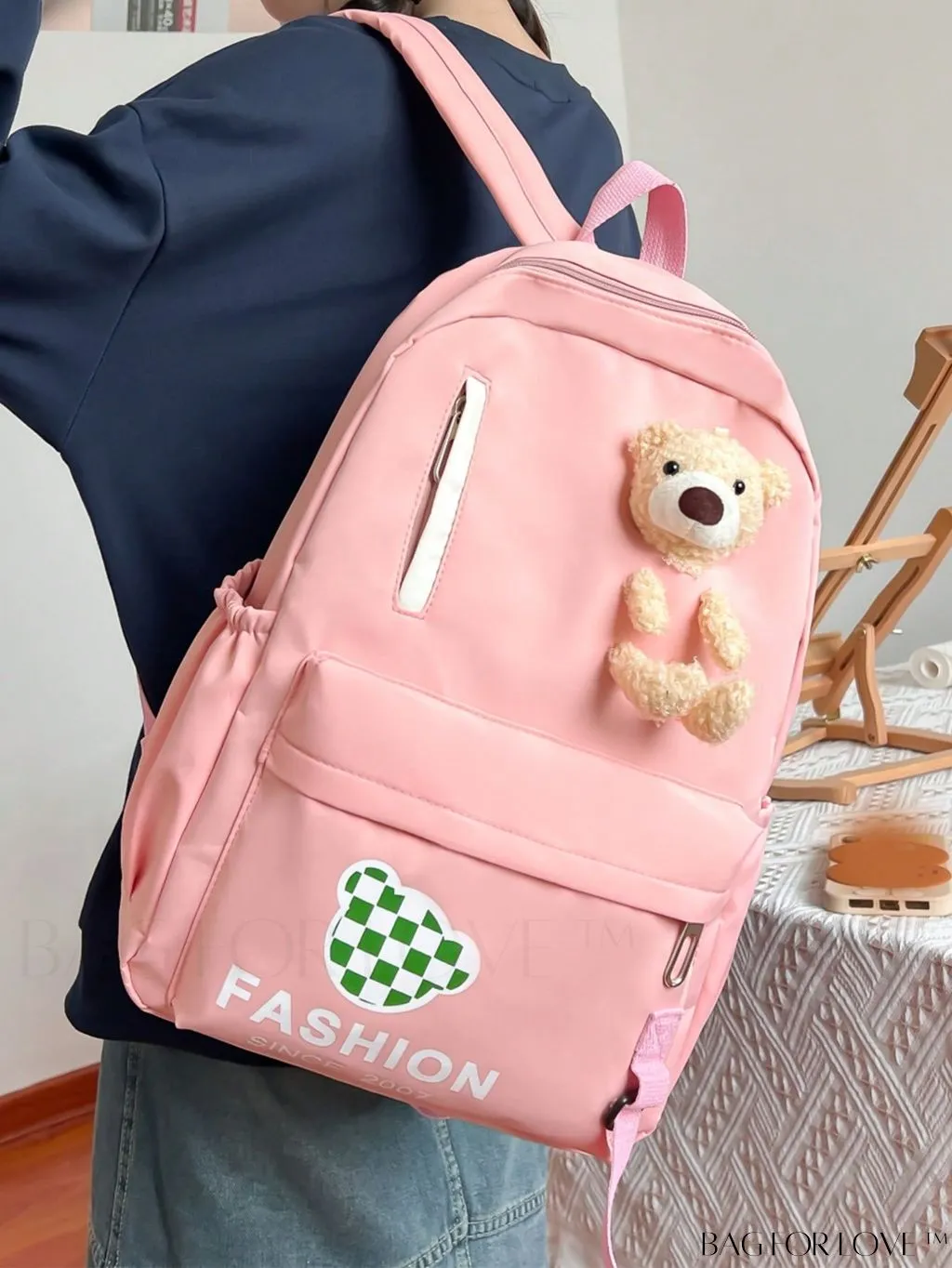 BagForLove - Classic Cartoon Bear Decor Letter Graphic Backpack