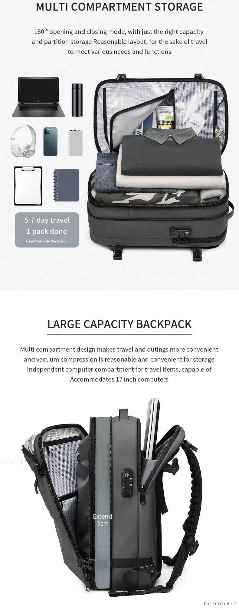 BagForLove - Comprehensive Backpack for School, Work, or Adventure