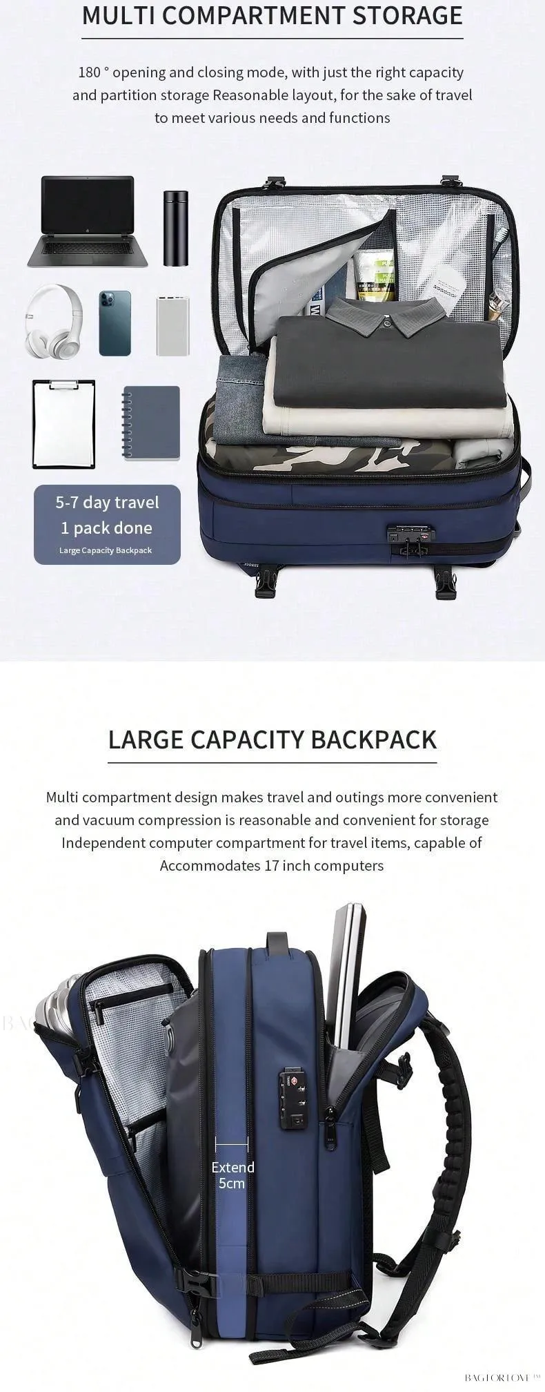 BagForLove - Comprehensive Backpack for School, Work, or Adventure