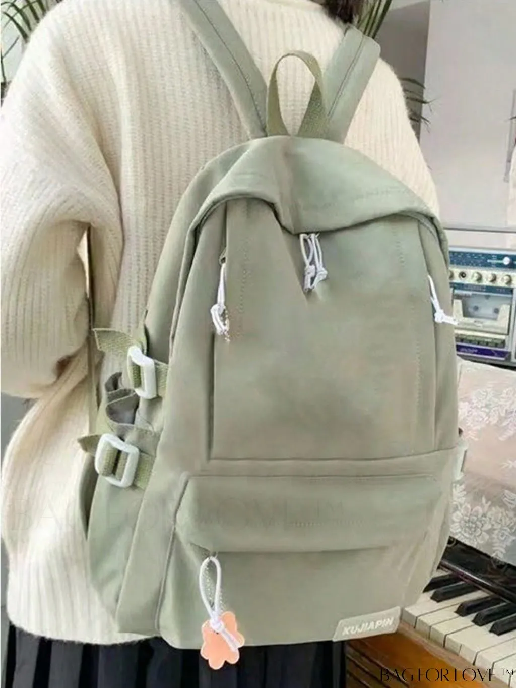 BagForLove - Essential Classic Preppy Backpack with Letter Patch Decoration