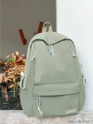 BagForLove - Essential Classic Preppy Backpack with Letter Patch Decoration