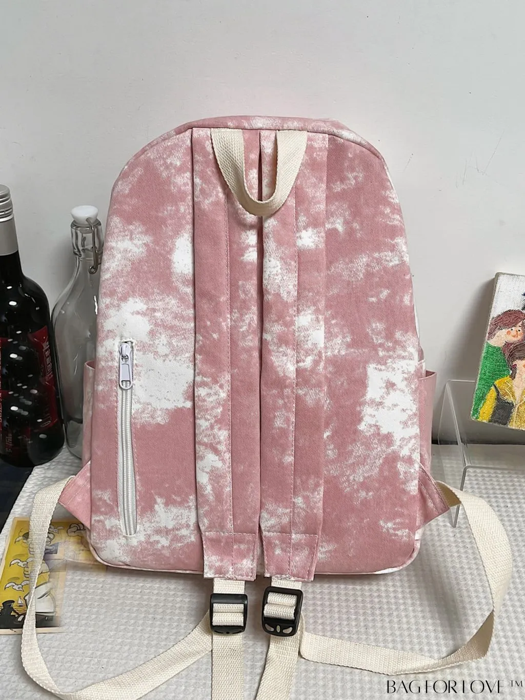 BagForLove - Large Capacity Pink Preppy Classic Backpack with Letter Patch