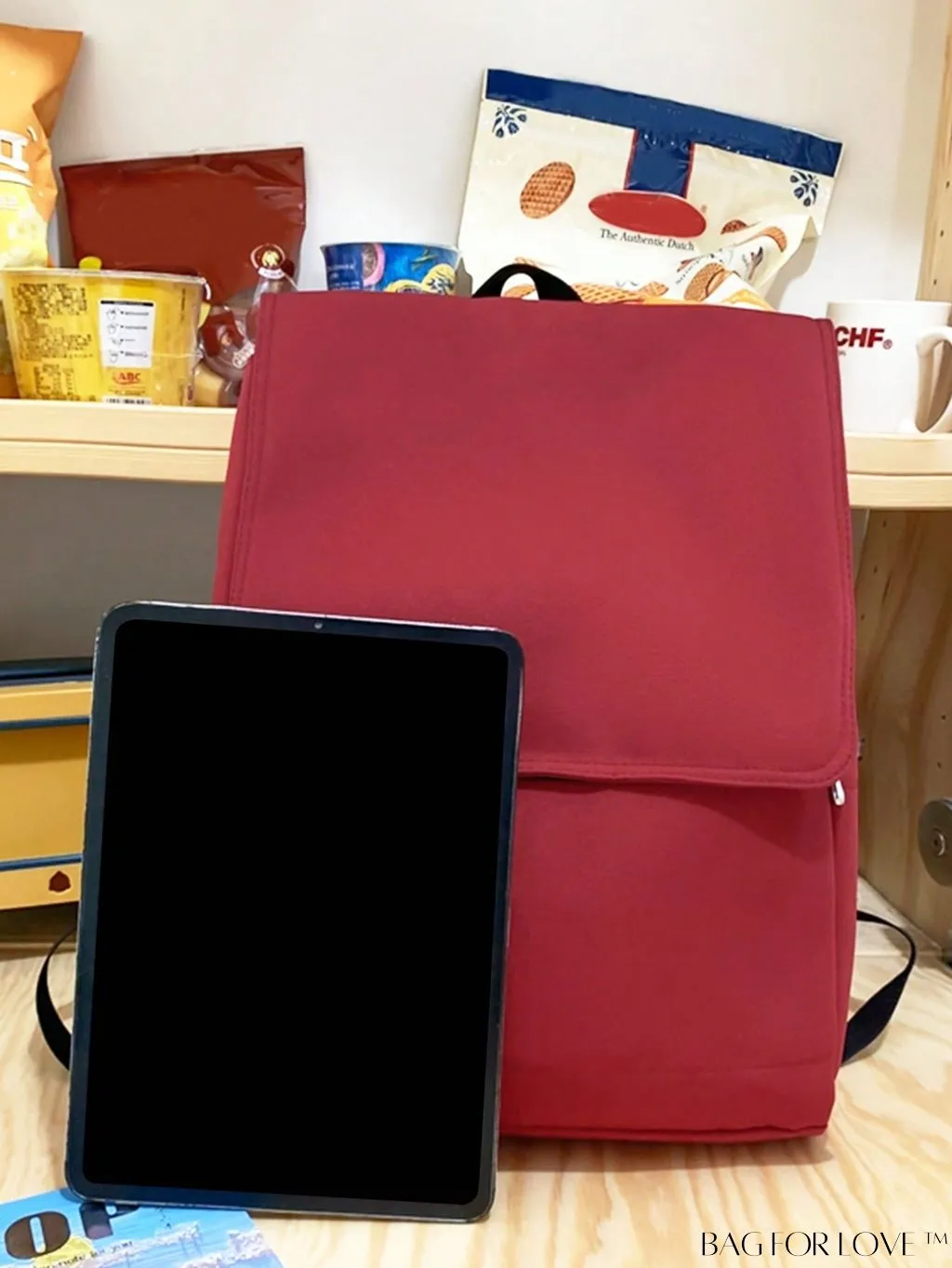 BagForLove - Oversized Red Flap Backpack - Ideal for Students in College, High School, and Outdoors