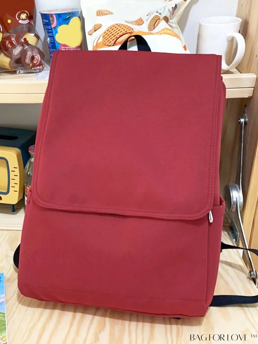 BagForLove - Oversized Red Flap Backpack - Ideal for Students in College, High School, and Outdoors