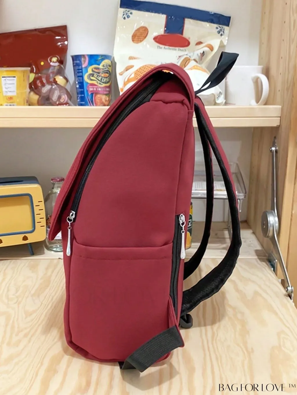BagForLove - Oversized Red Flap Backpack - Ideal for Students in College, High School, and Outdoors